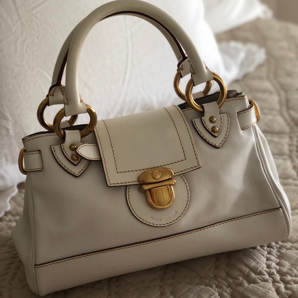 Marc Jacobs white leather bag tote purse
